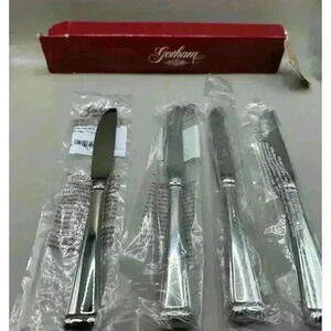 New GORHAM Stainless Glossy COLUMN Set 4 Place Knives Flatware 18/8 w Box